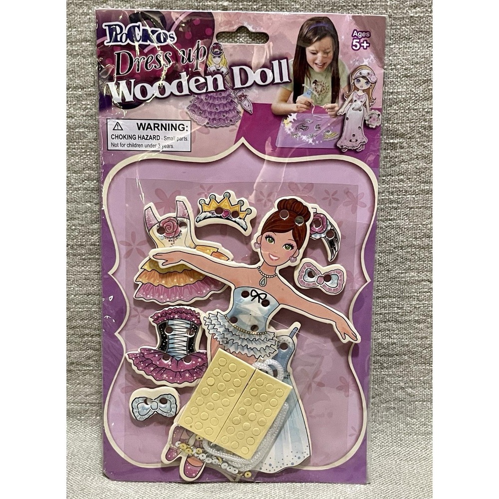 1990s  Packo's Dress Up Wooden Doll Dress Up Imaginative Pretend Play New Old